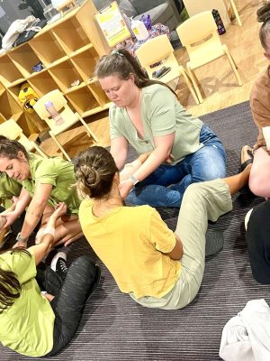 Currumbin preschool teachers learning bandaging